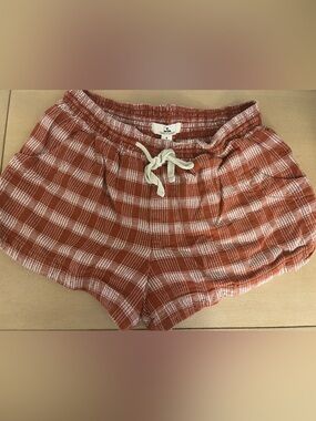 Rip Curl Women's Rust and White Plaid Lounge Shorts
